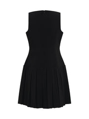 Square Sleeveless Empire A-Line Pleated Short Cocktail Party Dress