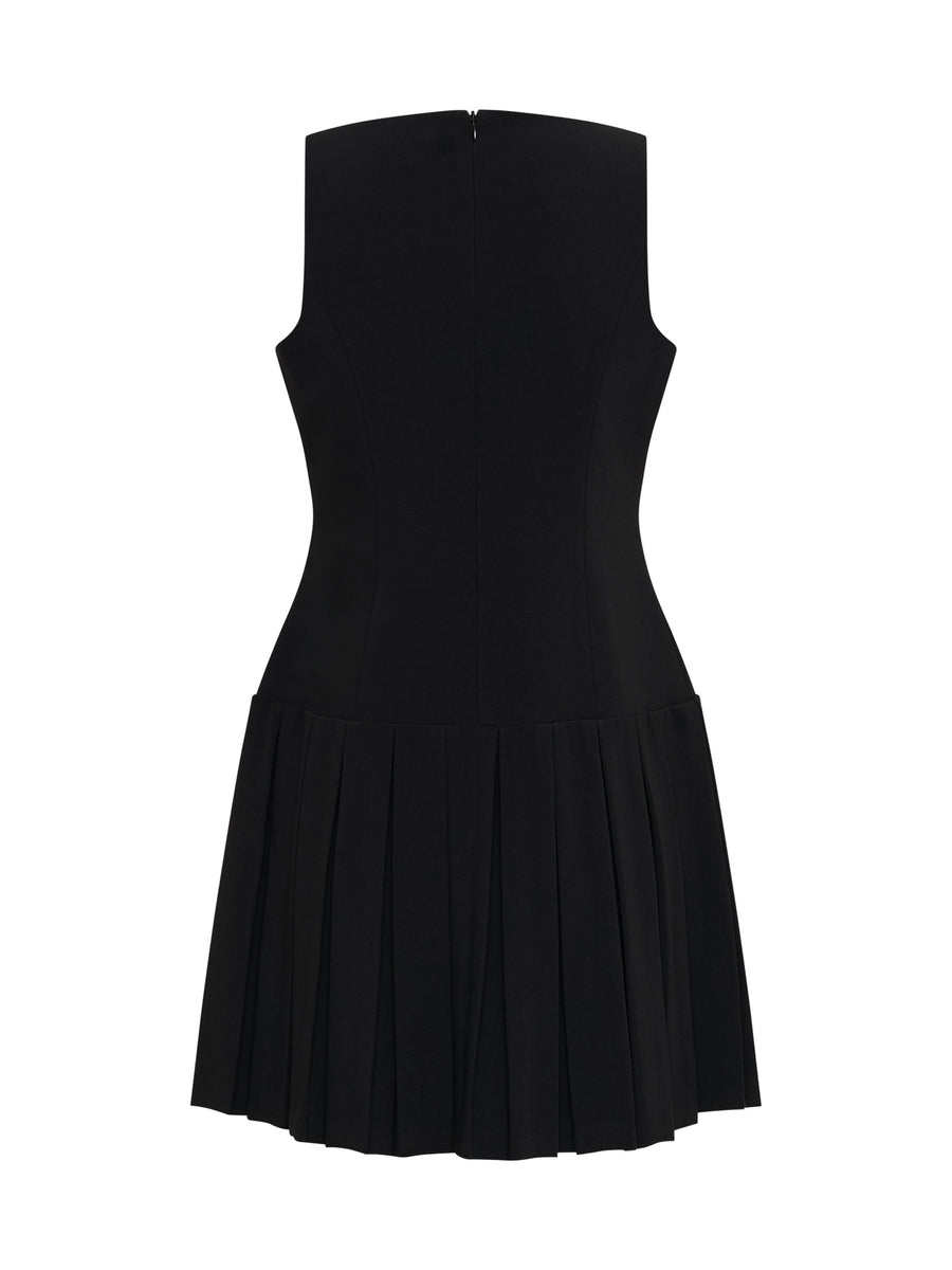 Square Sleeveless Empire A-Line Pleated Short Cocktail Party Dress