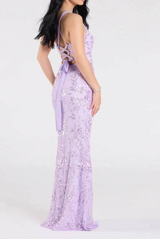 Square Sleeveless Lace Up Lace Appliques Long Party Prom Dress