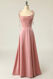 Square Spaghetti Straps A-Line Empire Bridesmaid Dress