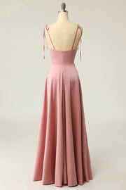 Square Spaghetti Straps A-Line Empire Bridesmaid Dress