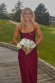 Square Spaghetti Straps Mermaid Floral Satin Party Prom Dress