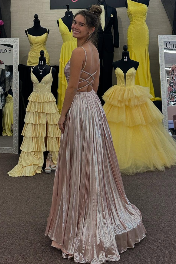 Square Spaghetti Straps Satin A-Line Lace Up  Party Prom Dress