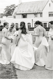 Square Straps Mermaid Satin Elegant Bridesmaid Dress
