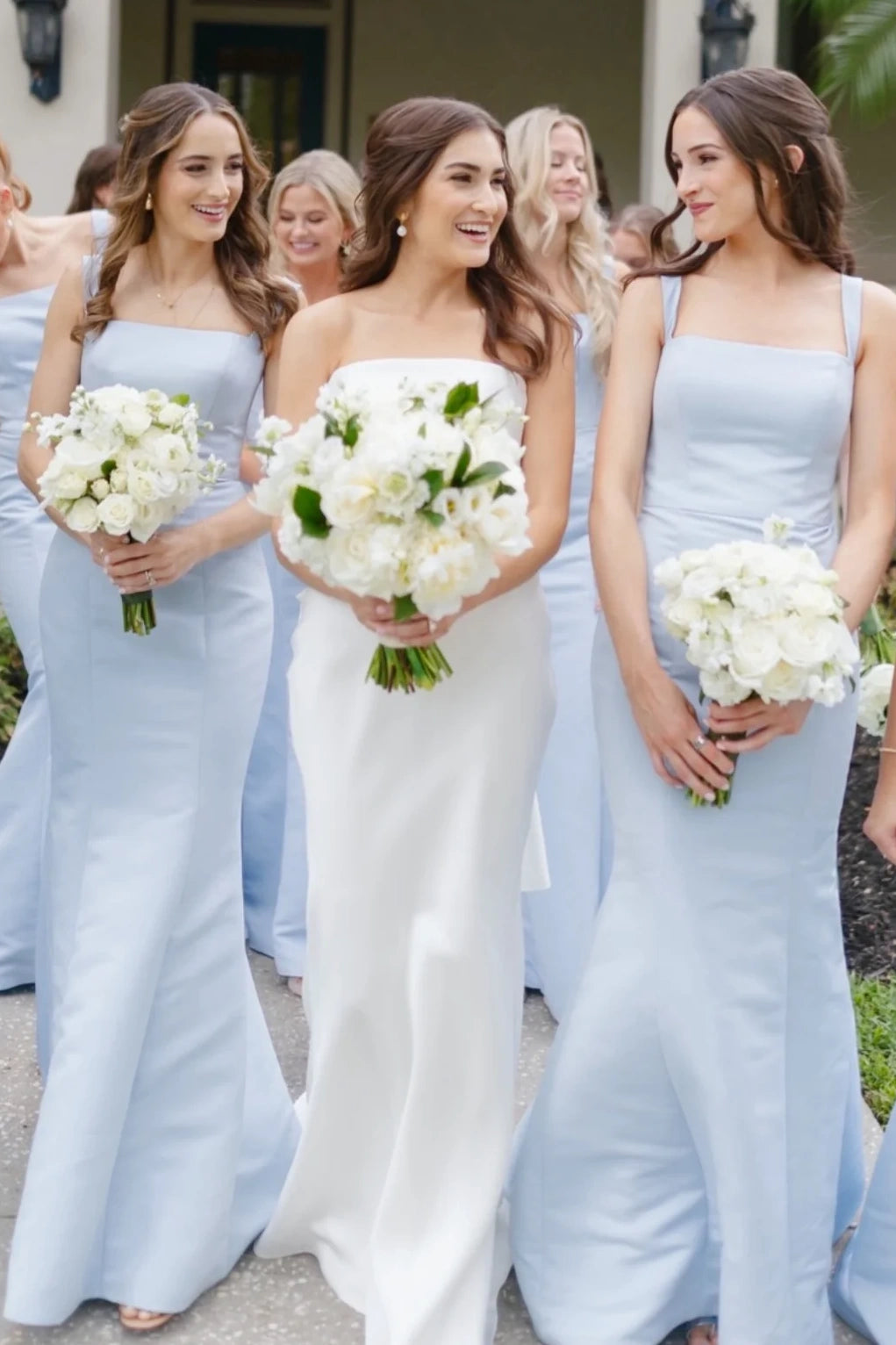 Square Straps Mermaid Satin Elegant Bridesmaid Dress