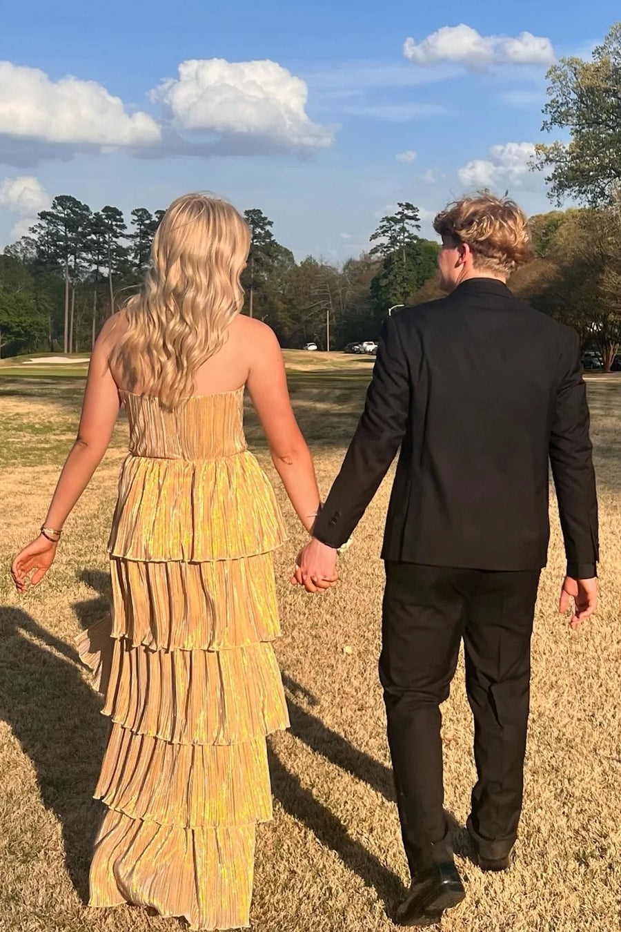 Sweetheart A-Line Strapless Pleated Tiered Party Prom Dress