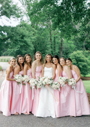 Strapless Empire A-Line Satin Floor-Length Bridesmaid Dress