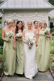 Strapless Empire A-Line Satin Floor-Length Bridesmaid Dress