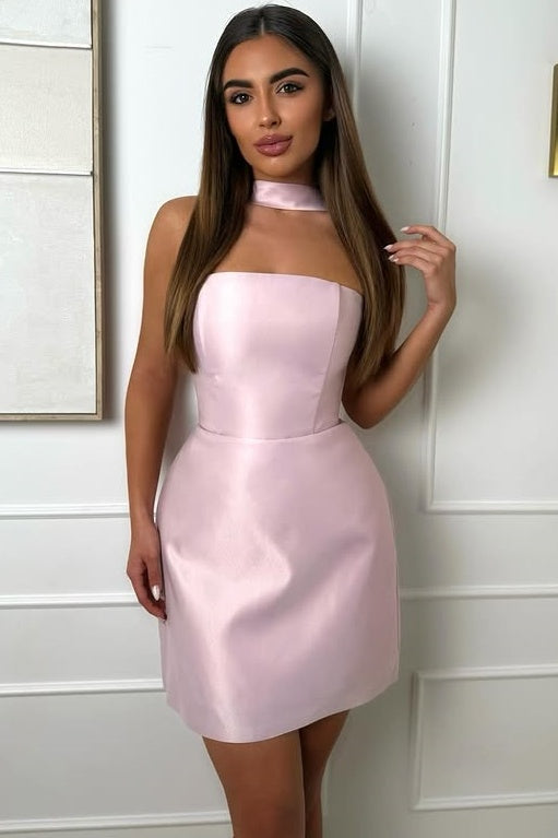 Strapless Empire Casual Satin Mini Homecoming Dress