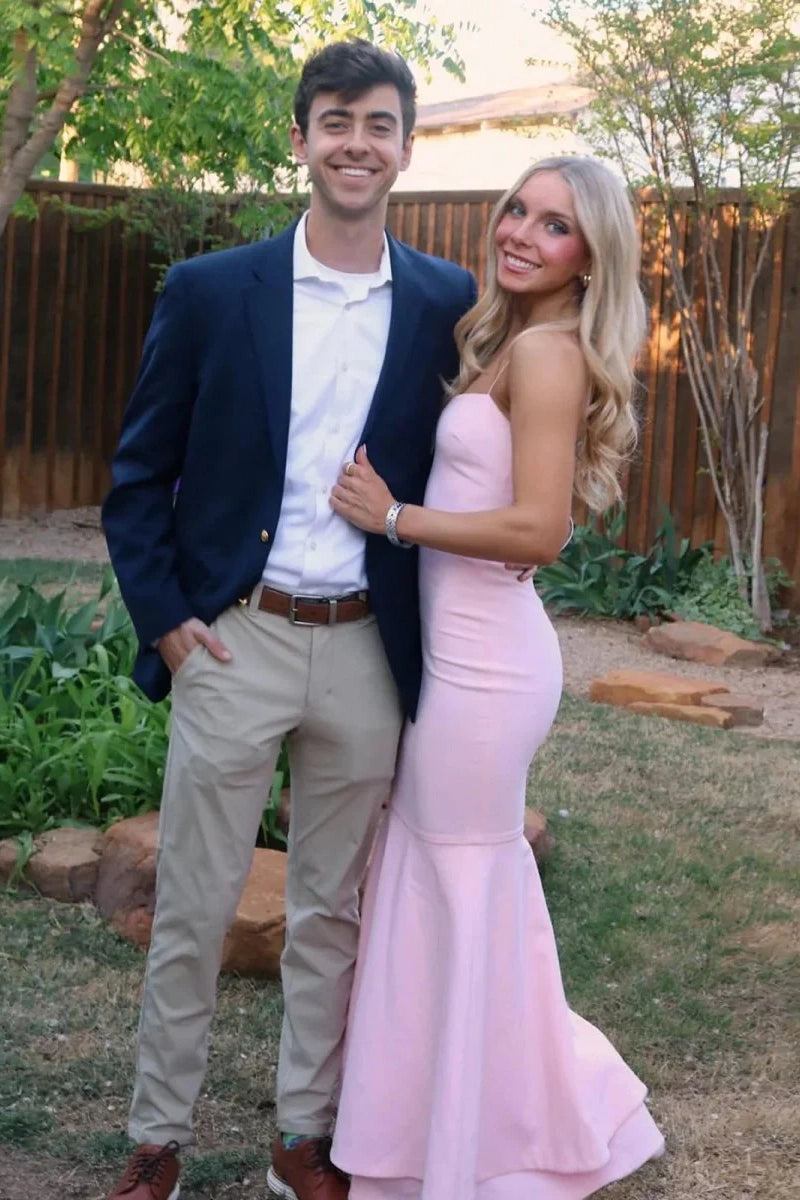 Spaghetti Straps Empire Mermaid Satin Party Prom Dress