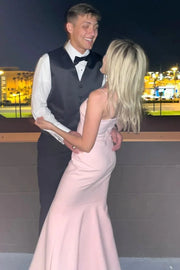 Spaghetti Straps Empire Mermaid Satin Party Prom Dress