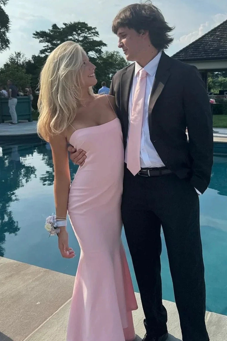 Spaghetti Straps Empire Mermaid Satin Party Prom Dress