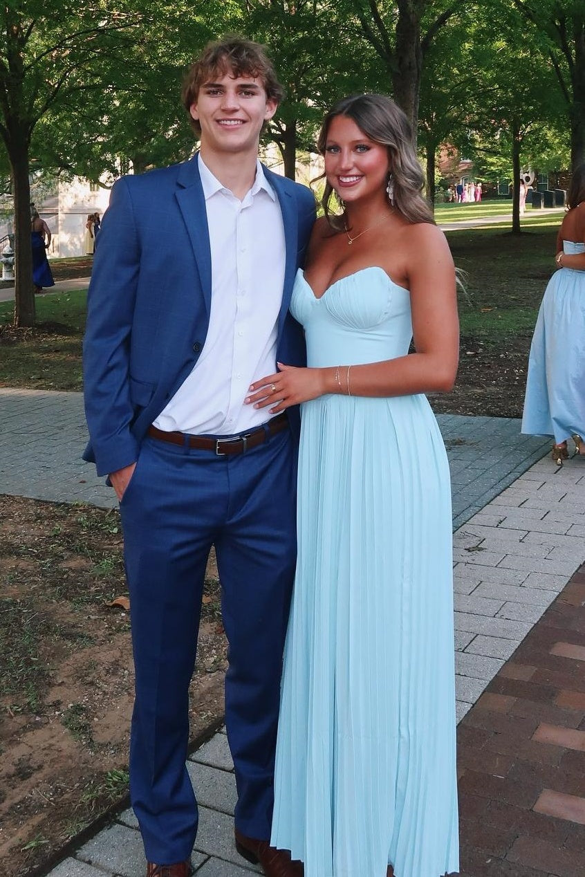 Strapless Empire Pleated Floor-Length Party Prom Dress