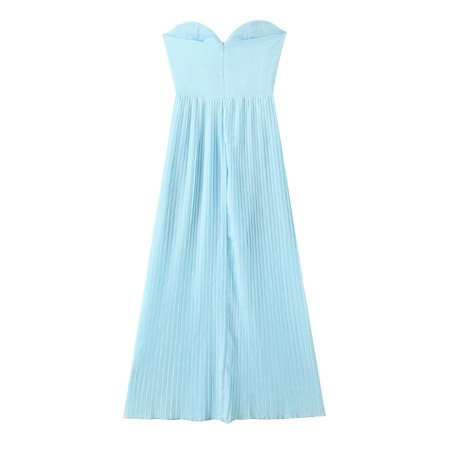 Strapless Empire Pleated Floor-Length Party Prom Dress