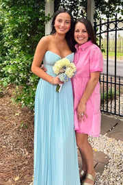 Strapless Empire Pleated Floor-Length Party Prom Dress