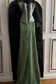 Strapless Empire Satin And Sequin Mermaid Party Prom Dress