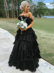 Strapless Empire Tiered With Train Chic Prom Dress