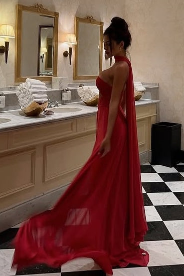 Strapless Illusion Empire A-Line Chiffon Party Prom Dress