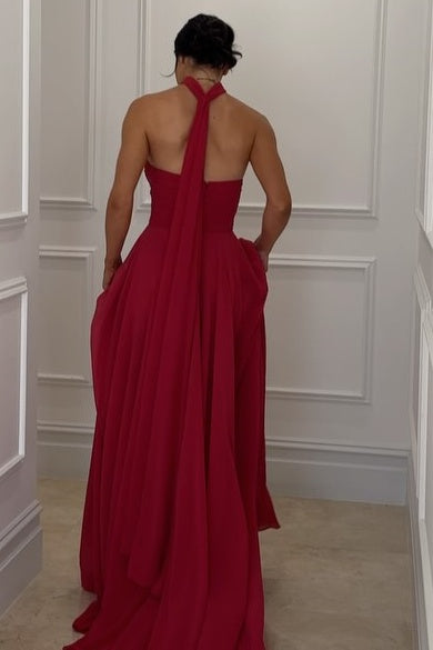 Strapless Illusion Empire A-Line Chiffon Party Prom Dress