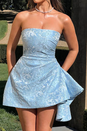 Strapless Satin A-Line Short Homecoming Dress With Embroidery