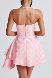 Strapless Satin A-Line Short Homecoming Dress With Embroidery