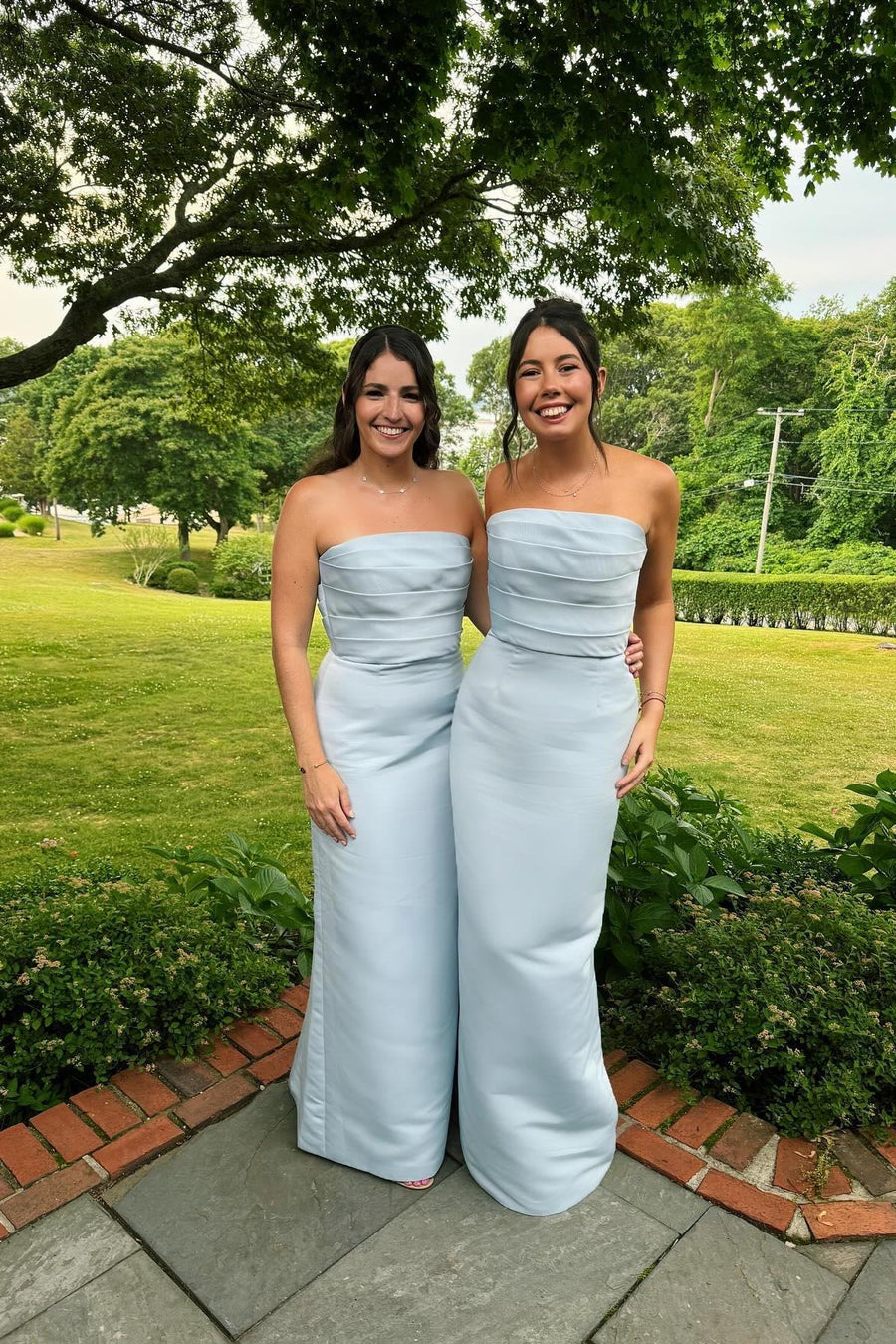 Strapless Satin Empire Bodycon Long Bridesmaid Dress