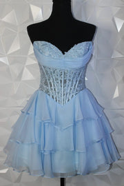 Hot Sweetheart  Empire A-Line Two Tone Tiered Homecoming Dress