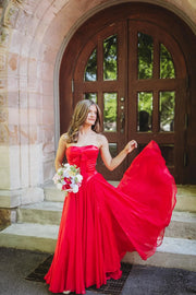 Two Tone A-Line Empire Strapless Party Prom Dress