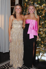 Sweetheart A-Line Strapless Pleated Tiered Party Prom Dress