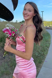 Sweetheart Bodycon Floral Appliques Homecoming Dress