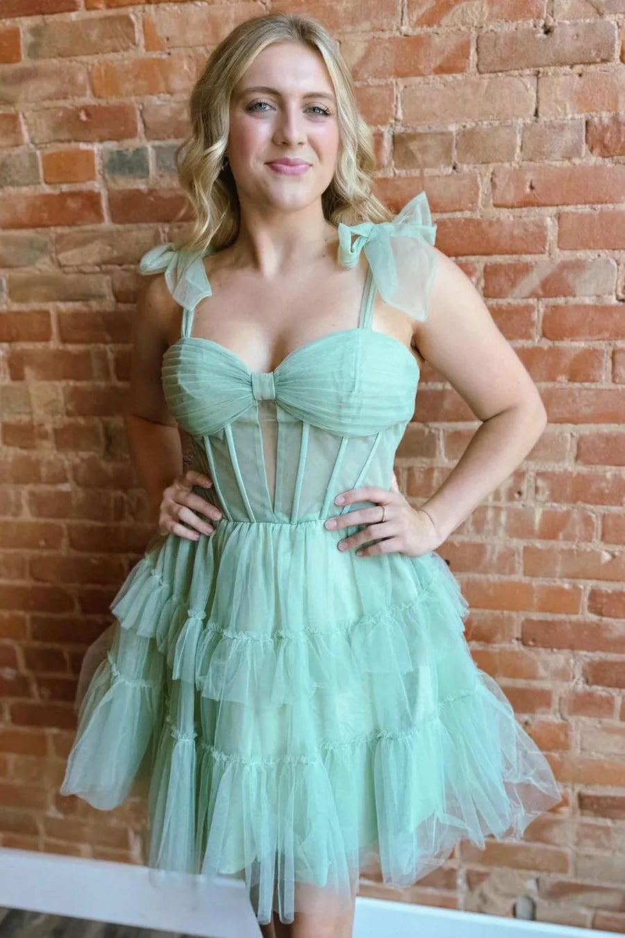 tiered mini dress homecoming Tulle Beaded Strapless Tiered Short Homecoming Dress Blue / US 14