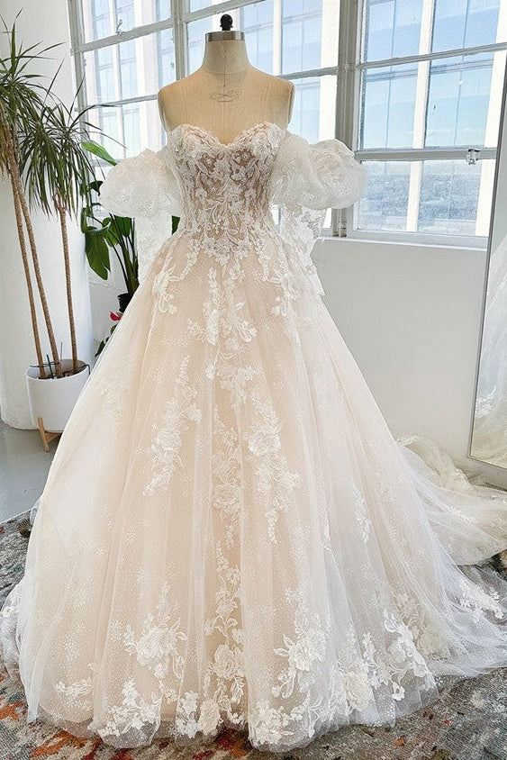 Sweetheart Debateable Sleeves Lace A-Line Wedding Dress