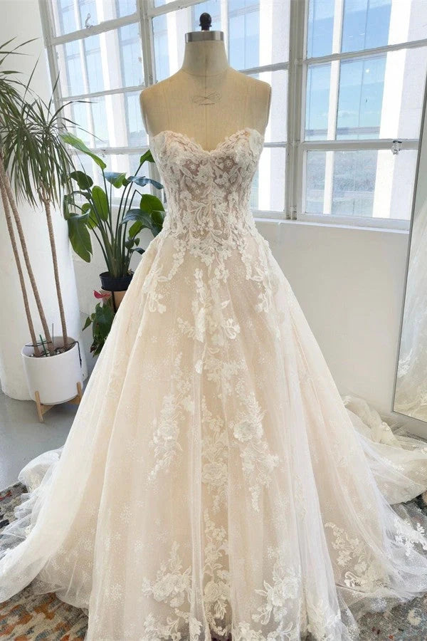 Sweetheart Debateable Sleeves Lace A-Line Wedding Dress