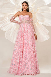 Sweetheart Empire A-Line Floral Party Evening Dress