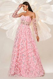 Sweetheart Empire A-Line Floral Party Evening Dress