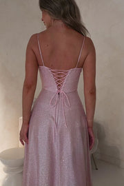 Sweetheart Empire Lace-Up Sparkly A-Line Satin Party Prom Dress