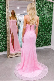 Sweetheart Lace-Up Mermaid Party Prom Dress With Leg Slit