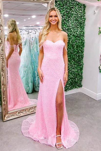 Sweetheart Lace-Up Mermaid Party Prom Dress With Leg Slit