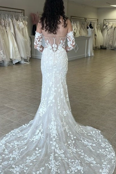 Sweetheart Long Sleeves Empire Lace Wedding Dress