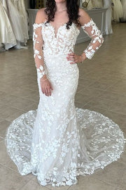 Sweetheart Long Sleeves Empire Lace Wedding Dress