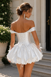 Sweetheart Off-Shoulder A-Line Lace-Up Mini Party Homecoming Dress