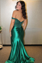 Sweetheart Off-Shoulder Pleated Empire Mermaid Party Prom Dress