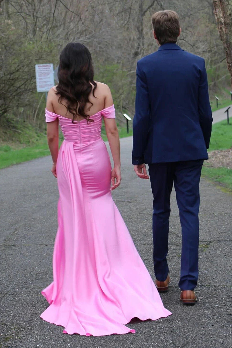 Sweetheart Off-Shoulder Satin Mermaid Party Prom Dress