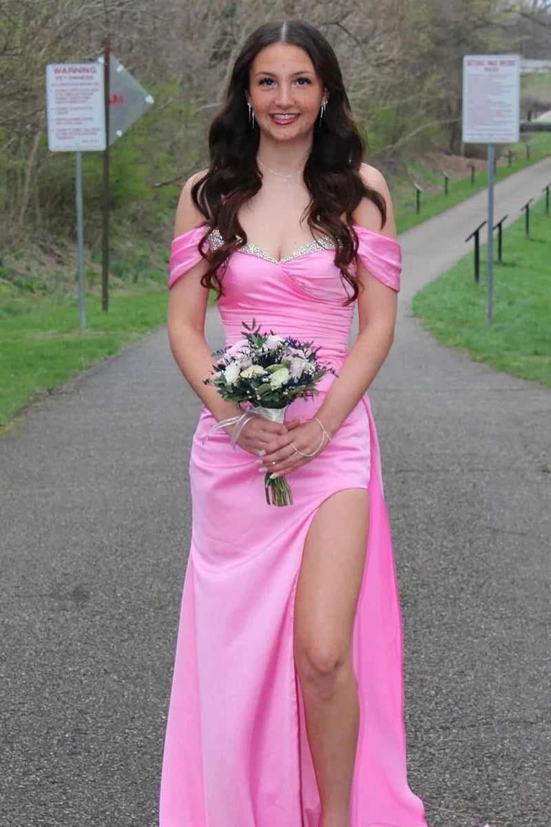 Sweetheart Off-Shoulder Satin Mermaid Party Prom Dress