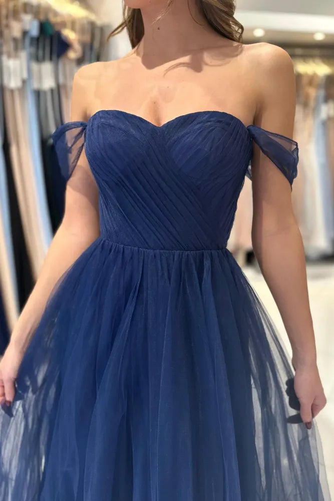 Sweetheart Off-Shoulder Tulle A-Line Empire Prom Dress