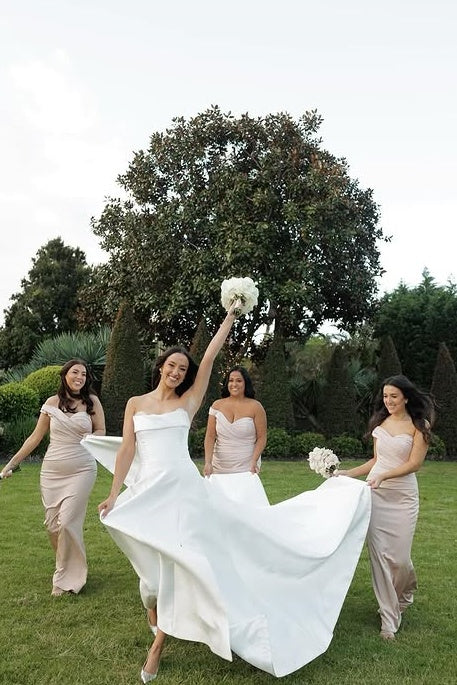 Sweetheart One Shoulder Empire Mermaid Long Bridesmaid Dress