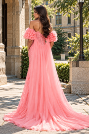 Sweetheart Puff Sleeves Mermaid Lace Party Prom Dress With Shawl