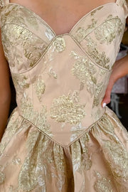Sweetheart Ruffle Straps A-Line Empire Floral Satin Party Homecoming Dress