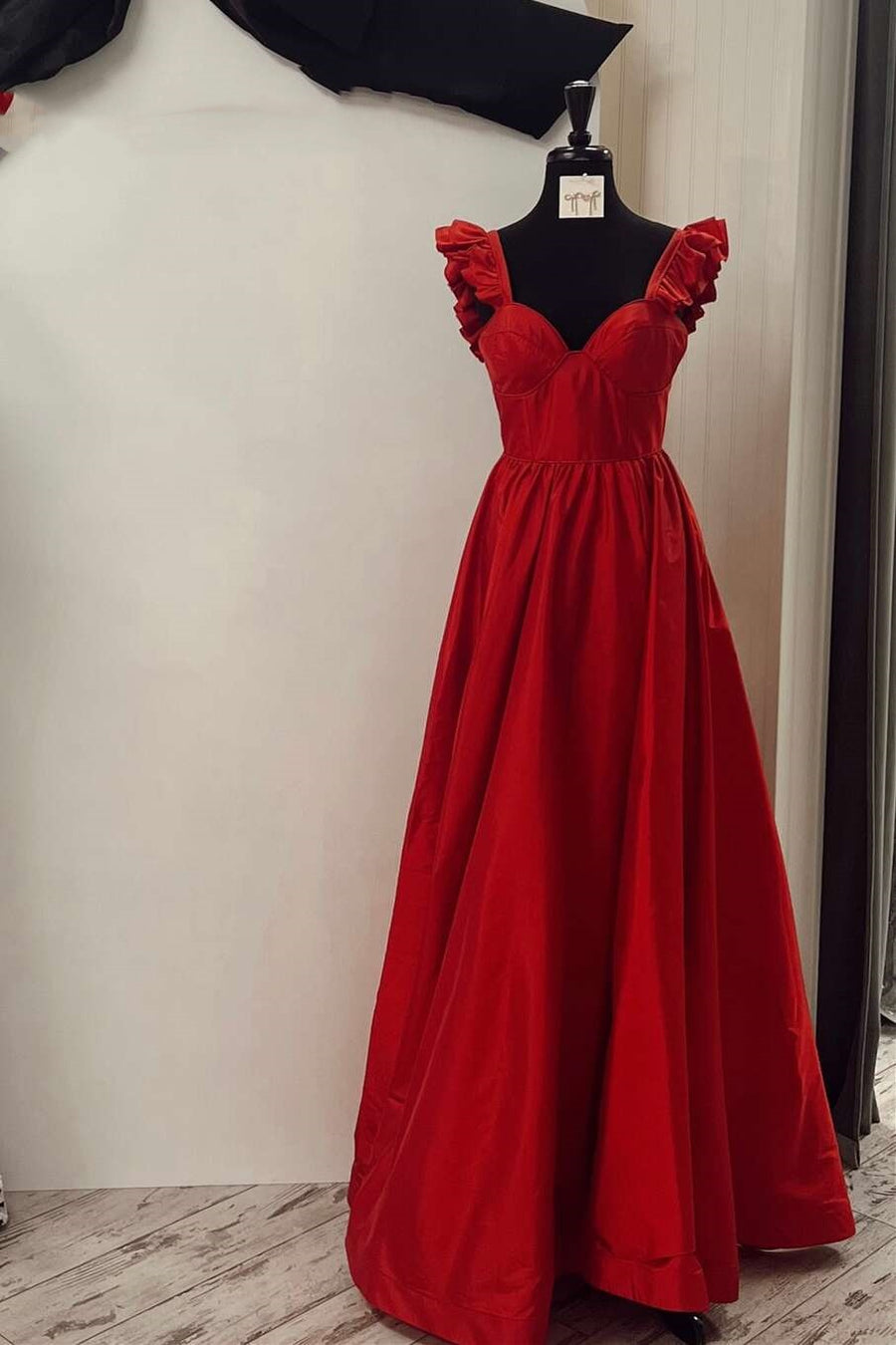 Sweetheart Ruffled Straps A-Line Empire Party Prom Dress