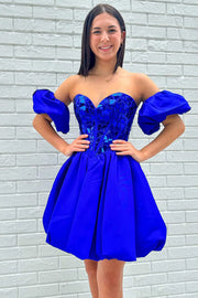 Sweetheart Satin A-Line Empire Beaded Homecoming Dress